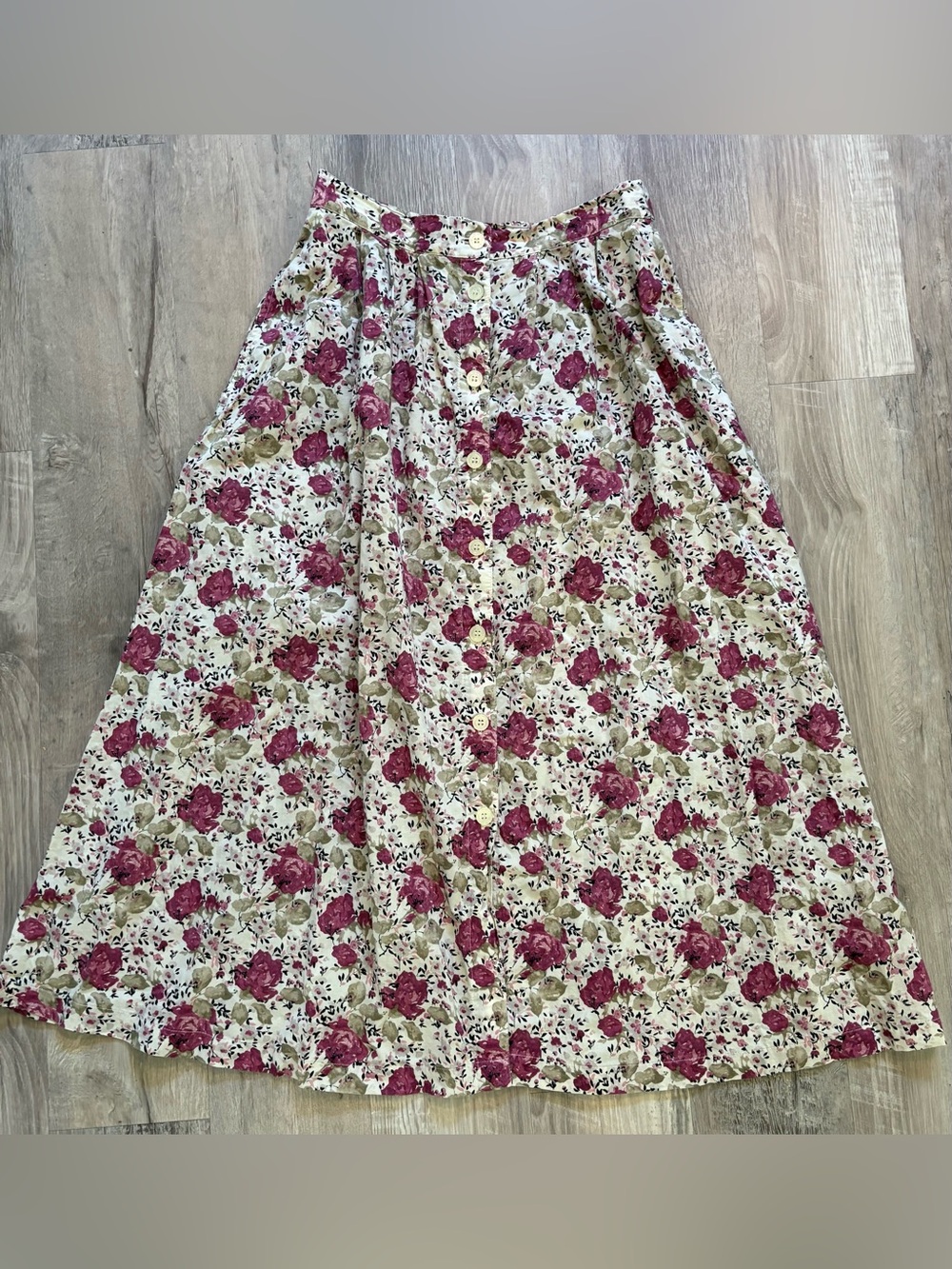 Vintage Tilley Endurables Liberty of London Floral Cotton Button Midi Skirt M